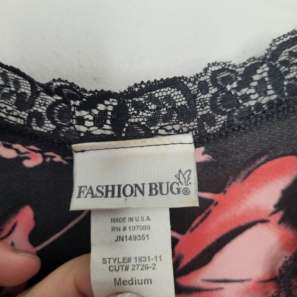 Vintage y2k 90s grunge lace floral romantic babydoll 3/4 sleeve top size M - Picture 3 of 6